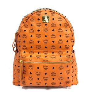 MCM Visetos Side Stud Large Stark Backpack Orange GORGEOUS